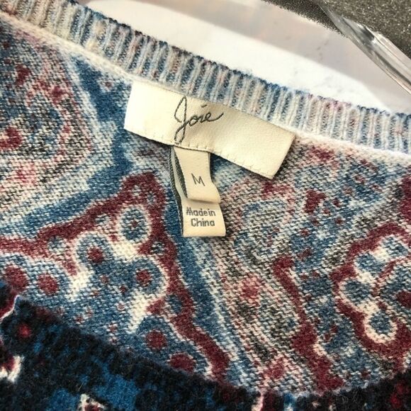 Sz M Joie Eloisa Cashmere Pullover Sweater Abstract print Scoop Neck Long Sleeve - Picture 4 of 6